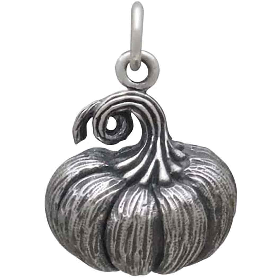 3D Pumpkin Charm, Sterling Silver