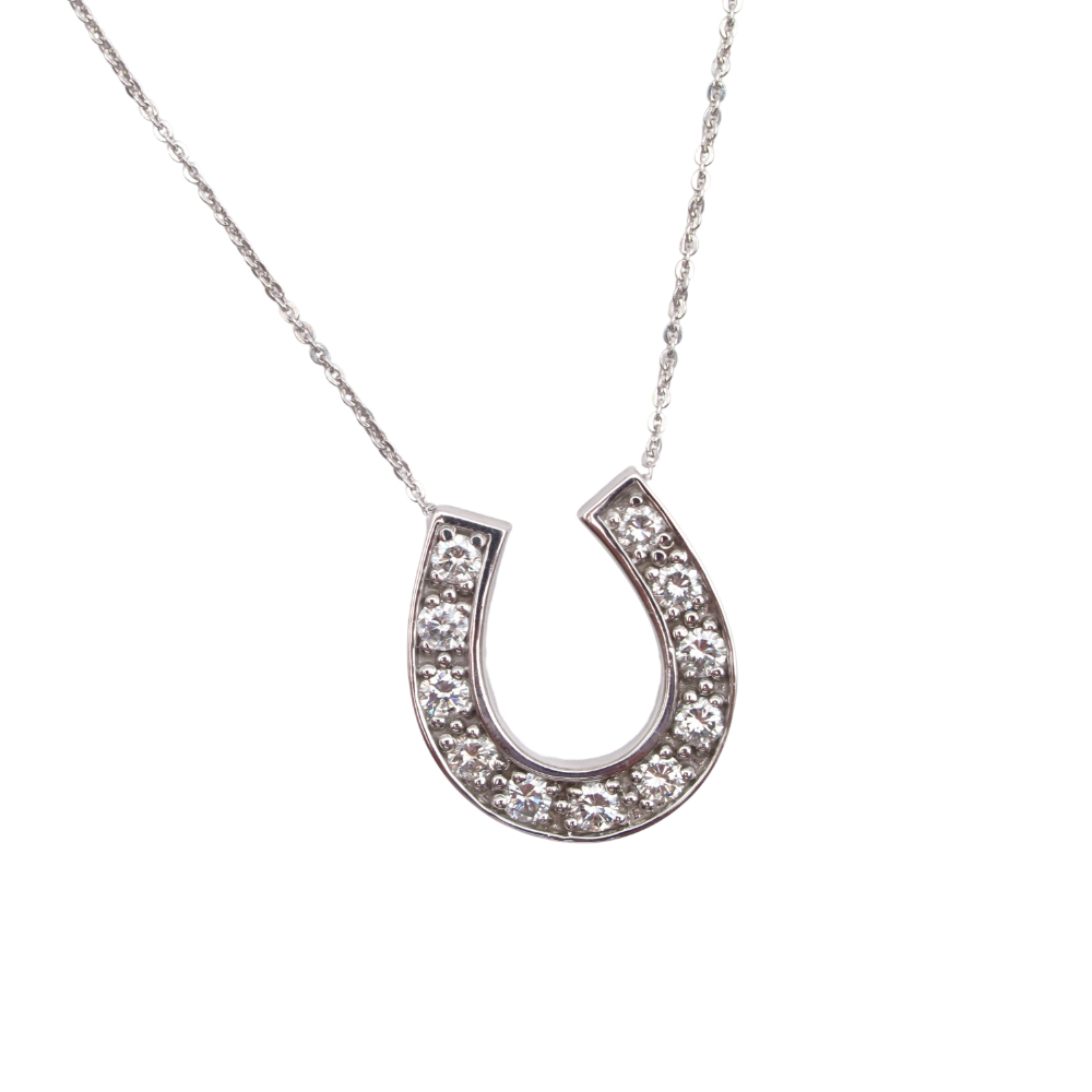 14K White Solid Gold Womens Diamond Horseshoe Necklace 0.49 Ctw – Avianne  Jewelers