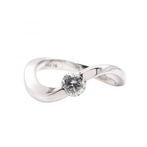 Diamond Solitaire Wave Ring Suspended White Gold