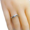 Diamond Solitaire Wave Ring Suspended White Gold Worn
