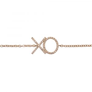 Diamond XO Bracelet Rose Gold Closeup