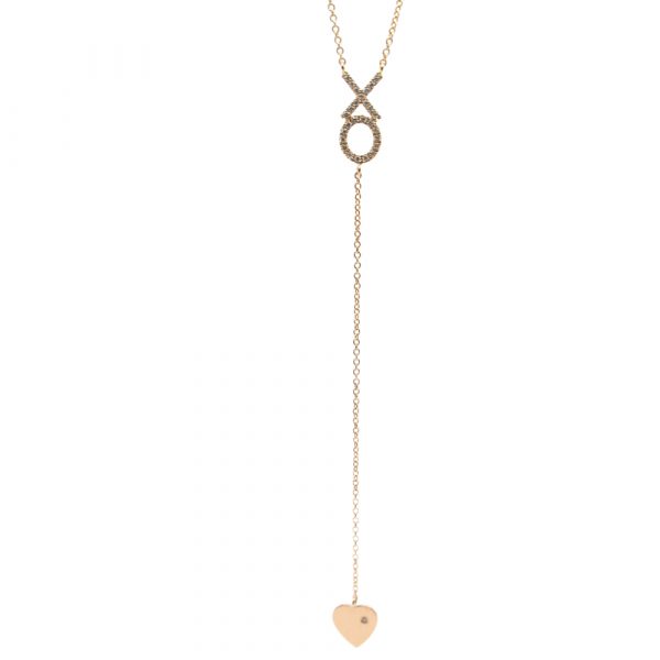Diamond XO Lariat Necklace Rose Gold