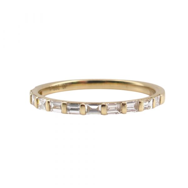 East West Baguette Diamond Stack Bank Yellow Gold