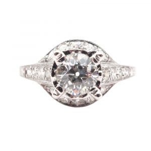 Edwardian Diamond 1 carat Platinum Engagement Ring GIA
