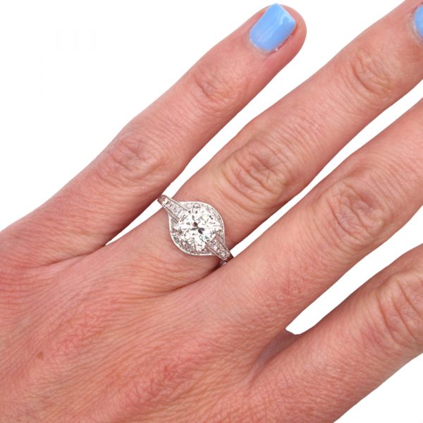 Edwardian Diamond 1 carat Platinum Engagement Ring GIA Worn