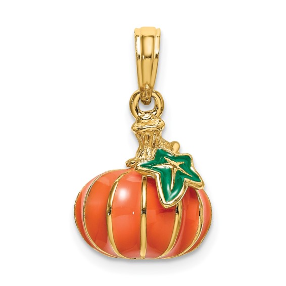 Enameled Pumpkin Gold Charm