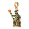 Enameled Witch with Broom Gold Charm
