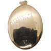 Floral Etched Oval Locket Pendant 14k Yellow Gold Back
