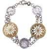Geometric Stationed Round Disk Bracelet Two-Tone 14k Yellow & White Gold Front