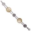 Geometric Stationed Round Disk Bracelet Two-Tone 14k Yellow & White Gold Side