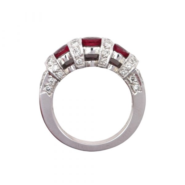 Heavy White Gold 1.50 carat Ruby and Diamond Band Profile