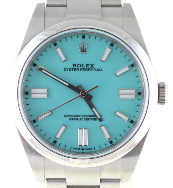 Pre-Owned Rolex 39MM Oyster Perpetual (2019) Stainless Steel#114300 up close face