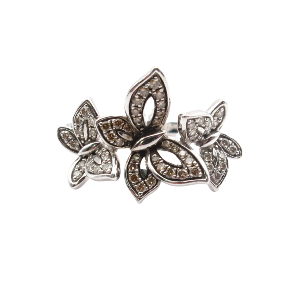 Designer LeVian Creme Brulee Butterfly Ring White Gold