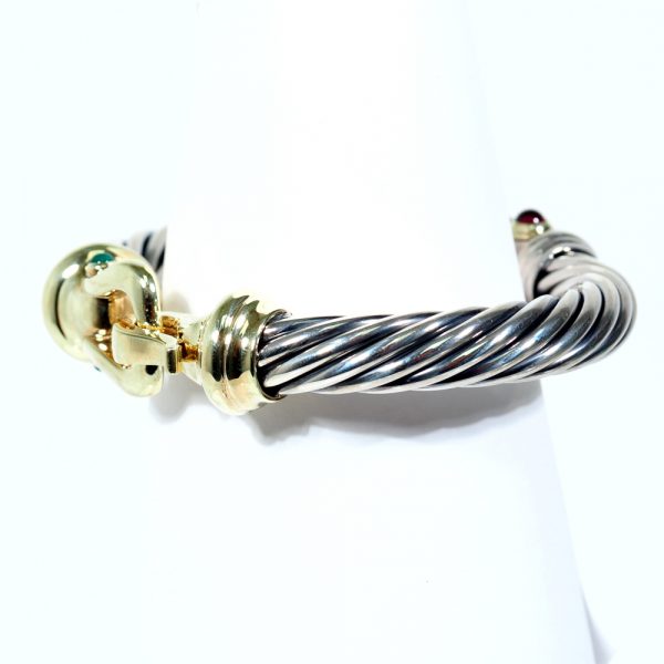 David Yurman 14k & Sterling 10mm Buckle Cable Bracelet
