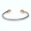 David Yurman Pearl & Sapphire 14k & Sterling 5mm Cable Bracelet