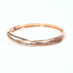 LeVian 14k Rose Gold & Chocolate & White Diamond Crossover Bangle Bracelet