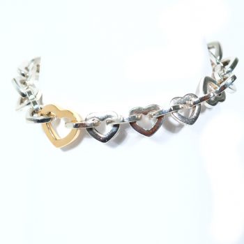 Tiffany & Co Heart Link Bracelet Sterling Silver & 18k