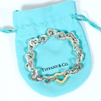 Tiffany & Co Heart Link Bracelet Sterling Silver & 18k