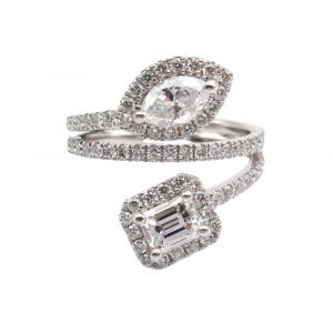 Toi Et Moi Halo Diamond Ring GIA Certified