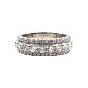 Triple Diamond Band Stack Look White Gold