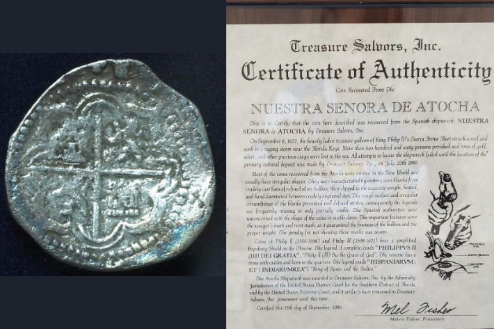 atocha coin with certificate