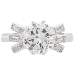 1.99ct Mid Century Platinum Diamond Engagement Ring