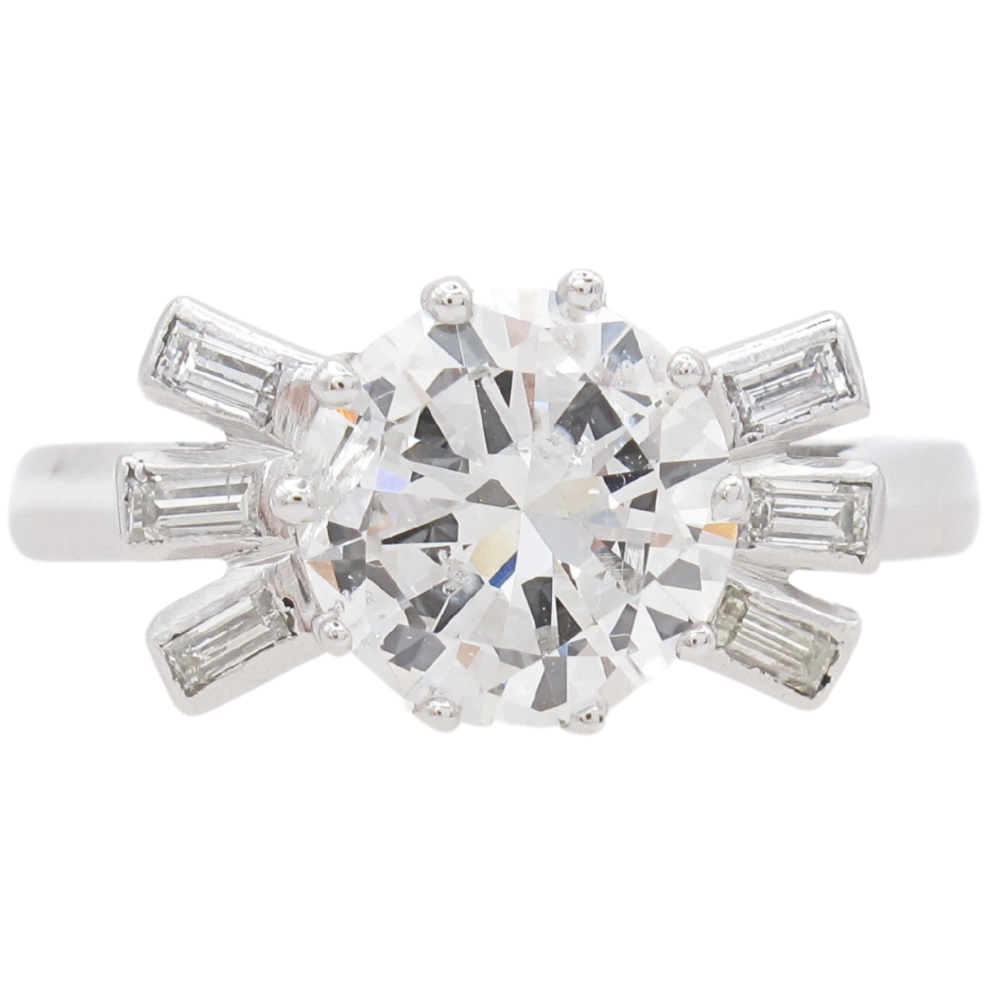 1.99ct Mid Century Platinum Diamond Engagement Ring