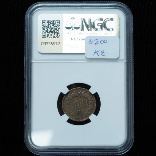 1873 Indian Head Penny Open 3 XF45 NGC
