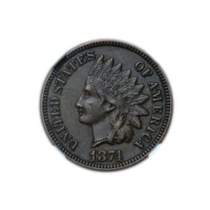1874 Indian Head Penny AU55 NGC