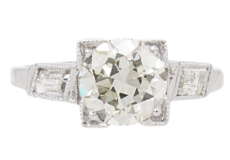 1920's 1.43ctw Diamond Art Deco Engagement Ring Platinum GIA front