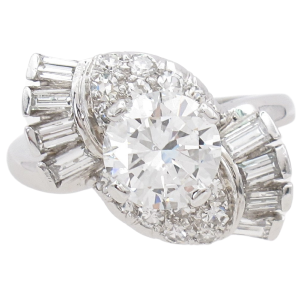 1950's 2ctw Diamond Mid Century Engagement Ring Platinum GIA front