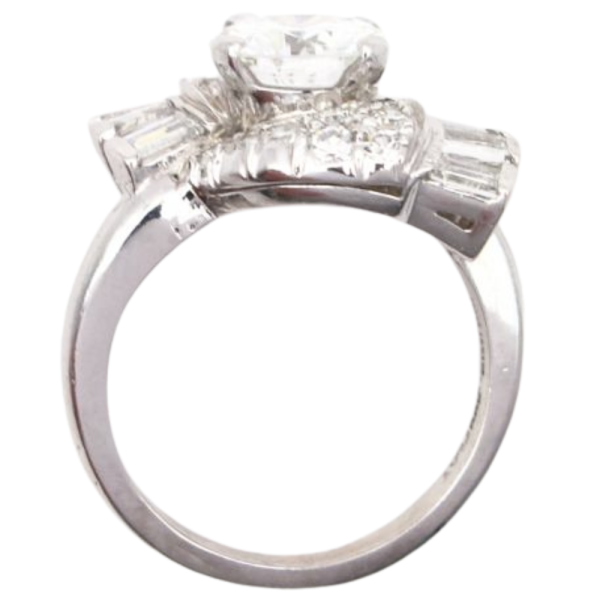 1950's 2ctw Diamond Mid Century Engagement Ring Platinum GIA profile