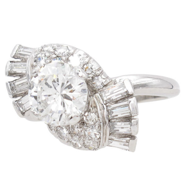 1950's 2ctw Diamond Mid Century Engagement Ring Platinum GIA side
