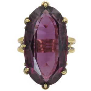19ct Oval Color Change Sapphire Edwardian Ring 18k Gold