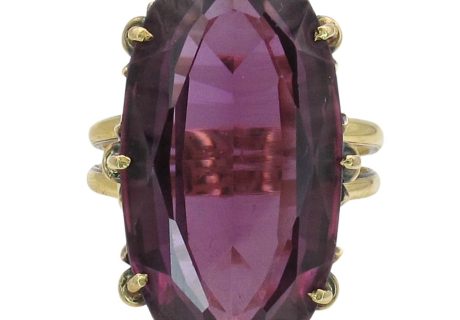 19ct Oval Color Change Sapphire Edwardian Ring 18k Gold