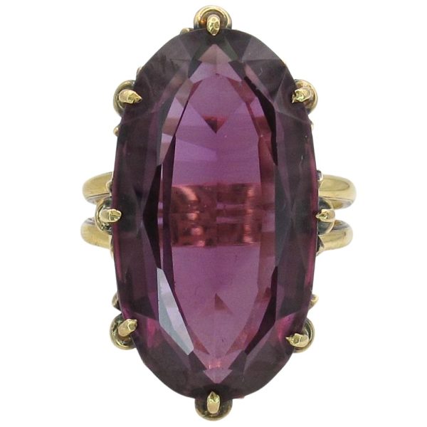 19ct Oval Color Change Sapphire Edwardian Ring 18k Gold