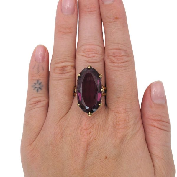 19ct Oval Color Change Sapphire Edwardian Ring 18k Gold Modeled
