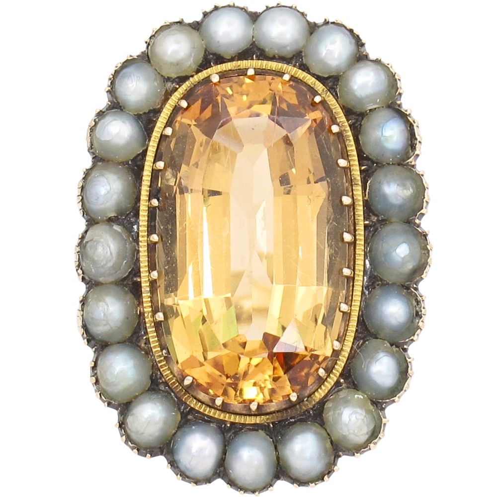 8.38ctw Imperial Topaz Edwardian Ring 14K GIA