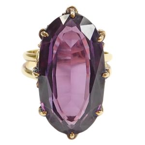 Edwardian 19.00 Carat Purple Sapphire Ring 18k Gold front