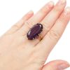 Edwardian 19.00 Carat Purple Sapphire Ring 18k Gold worn