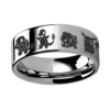 Silver Engraved Starter Pokemon Pikachu Charmander Squirtle Bulbasaur Tungsten Ring Flat and Polished - 4mm - 8mm