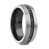 Tungsten mens ring with black sapphires