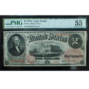1875 $2 Legal Tender Fr# 44 PMG 55 About Uncirculated