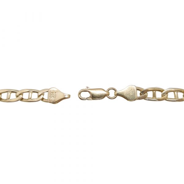 Flat Mariner Anchor Chain Link Necklace 14K Yellow Gold Clasp