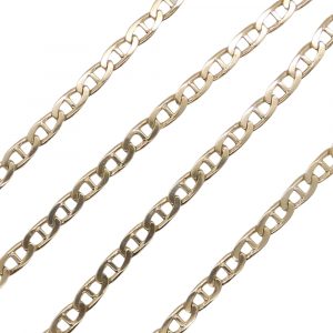 Flat Mariner Anchor Chain Link Necklace 14K Yellow Gold Link