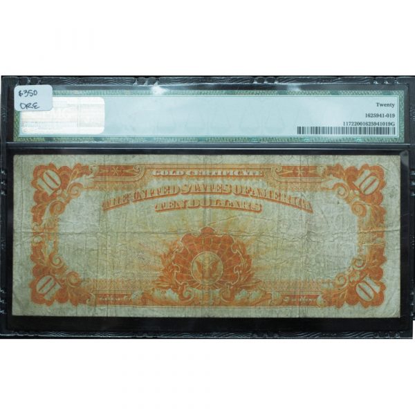 1907 $10 Gold Certificate PMG 20 Very Fine