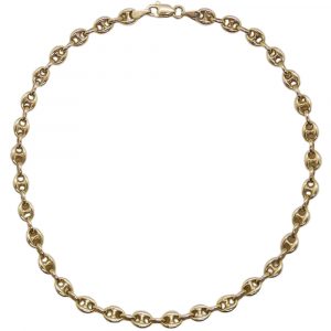 Puffed Gucci Mariner Link Anklet 14K Yellow Gold Front