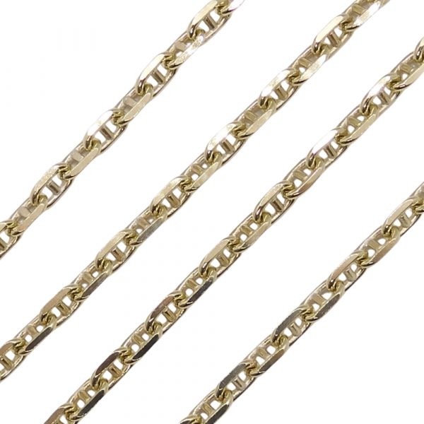 Three Dimensional Anchor Mariner Chain Link Necklace 14K Yellow Gold ~ 24″ ~ 26.6 Grams Links