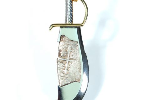 1715 Fleet Shipwreck 4 Reales in Massive 14k Gold Custom Sword Pendant