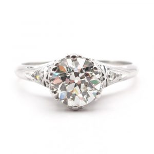 Edwardian 1 carat European Diamond Platinum Engagement Ring
